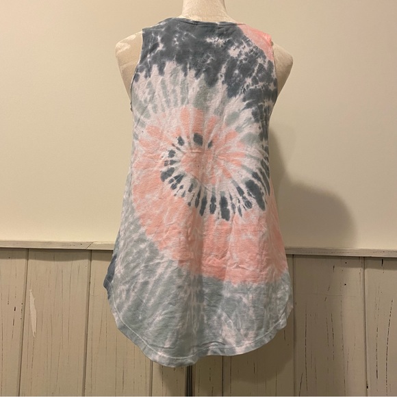 NWT Simply Southern Medium Pink Gray Tie Dye Lake Life Tank Top - Picture 4 of 8